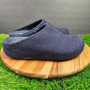 FitFlop Shuv Shoes Womens Size 7 Blue Wool Felt Clogs Slippers Mule Comfort